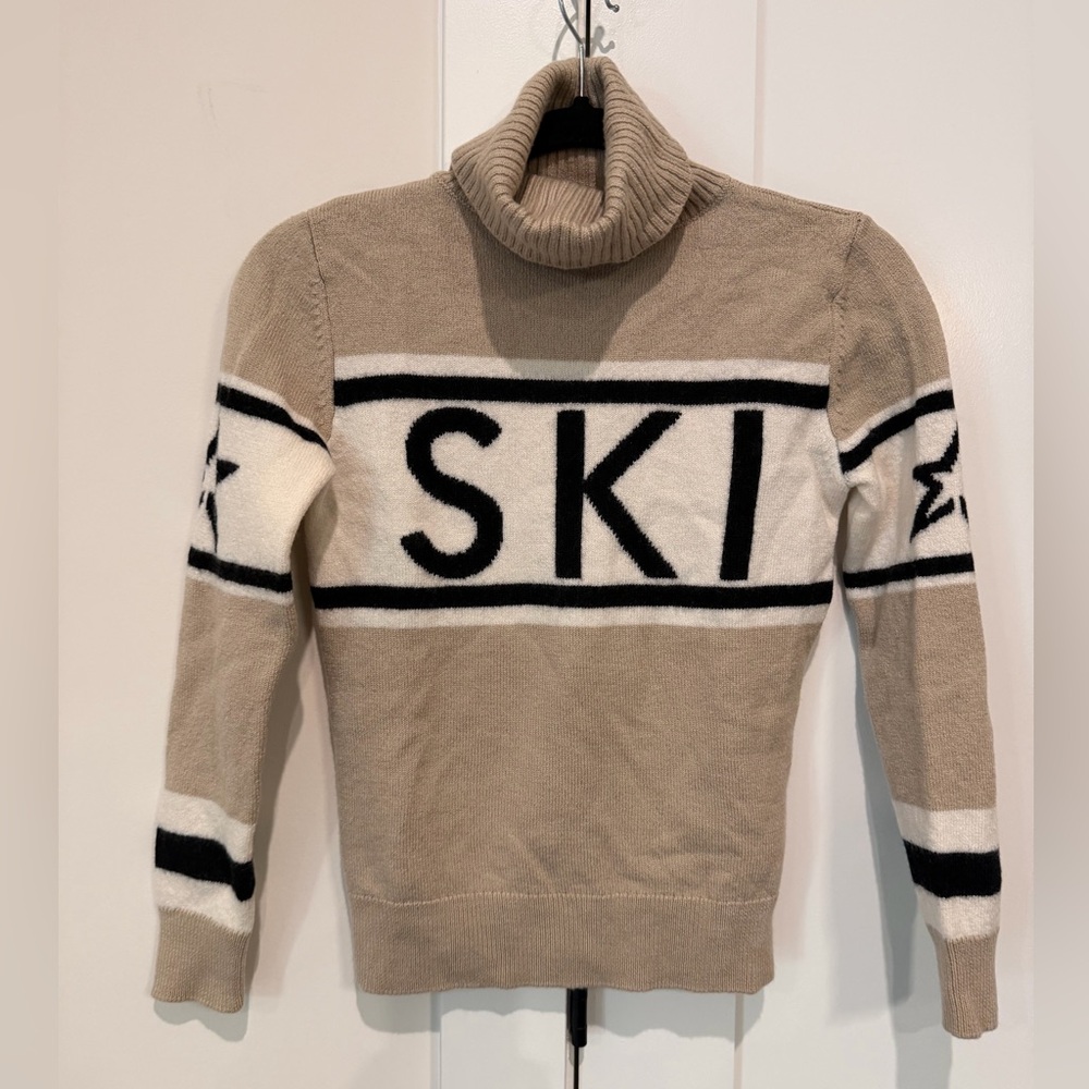 Perfect Moment Women's Schild Intarsia Merino Wool Turtleneck Sweater Beige‎ Ski - Picture 5 of 16